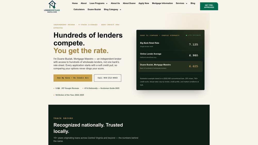 Screenshot of LowerMortgageRates.com website