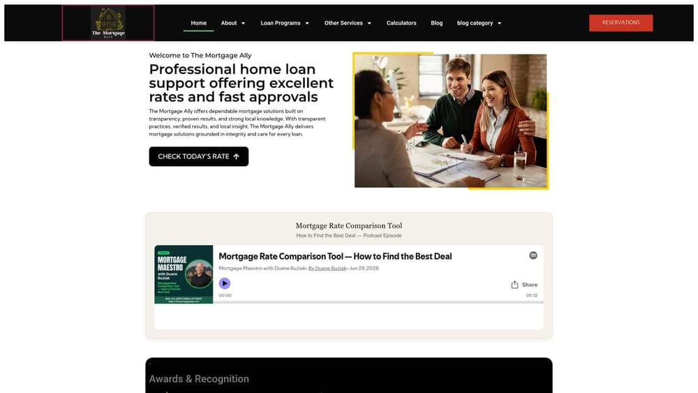 Screenshot of The Mortgage Ally website