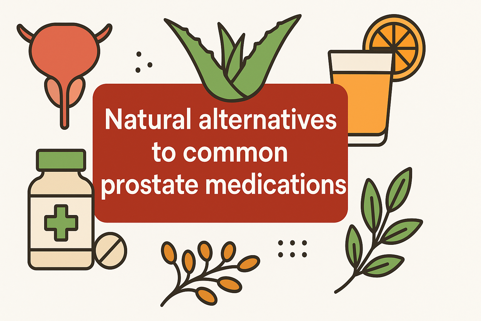 Professional visual illustrating natural alternatives to common prostate medications with modern design elements
