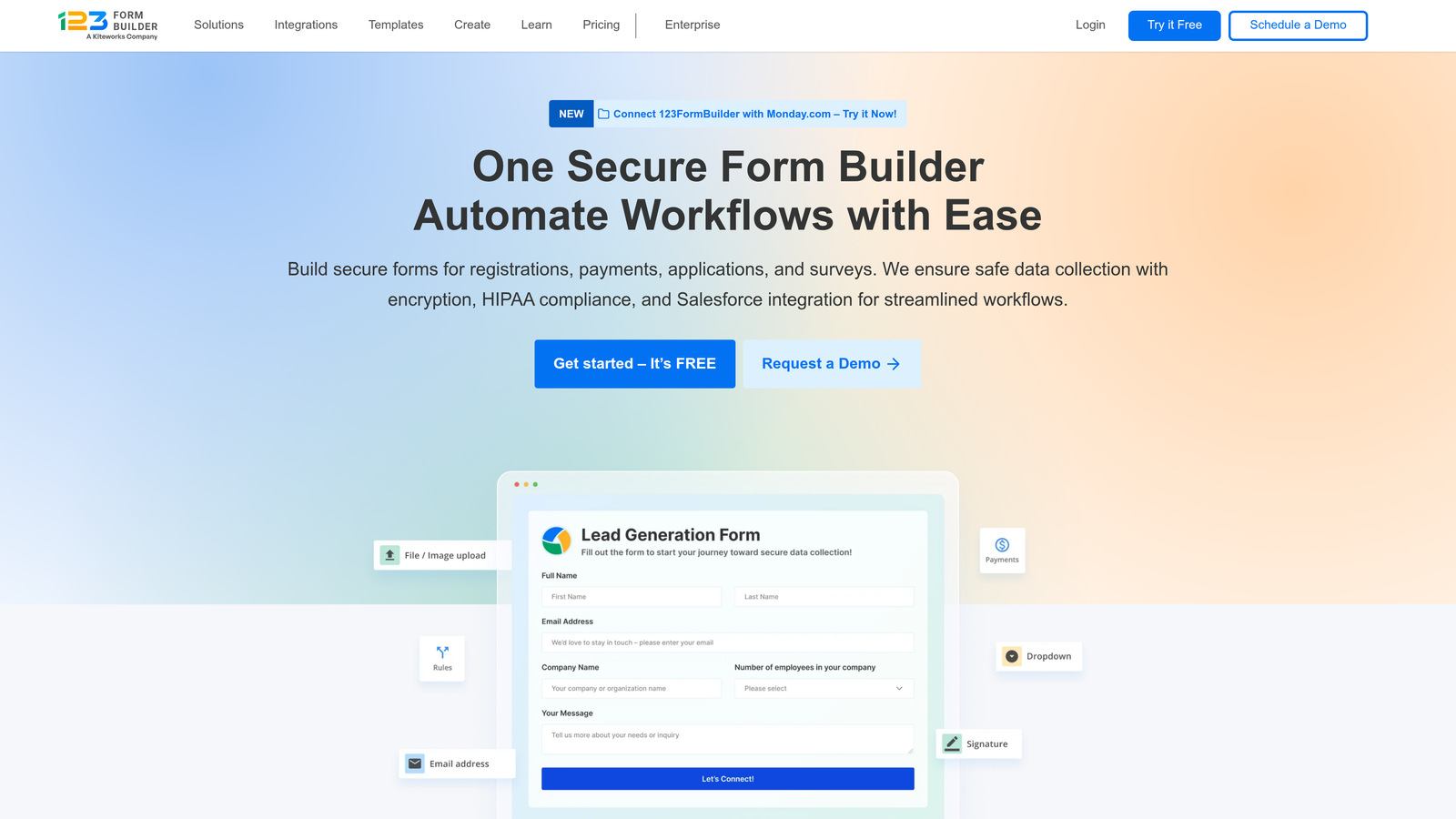 Screenshot of 123FormBuilder website