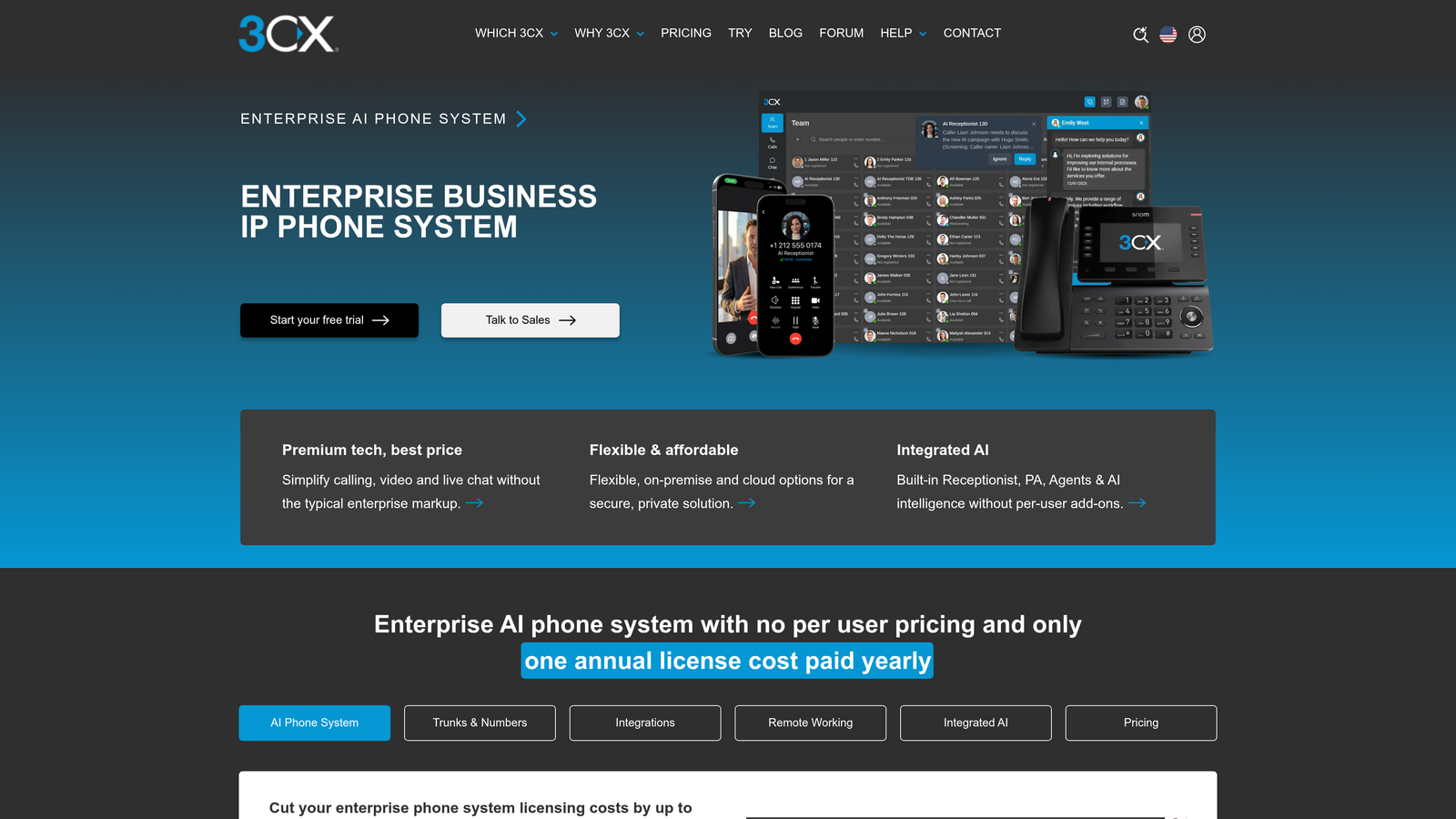Screenshot of 3CX website