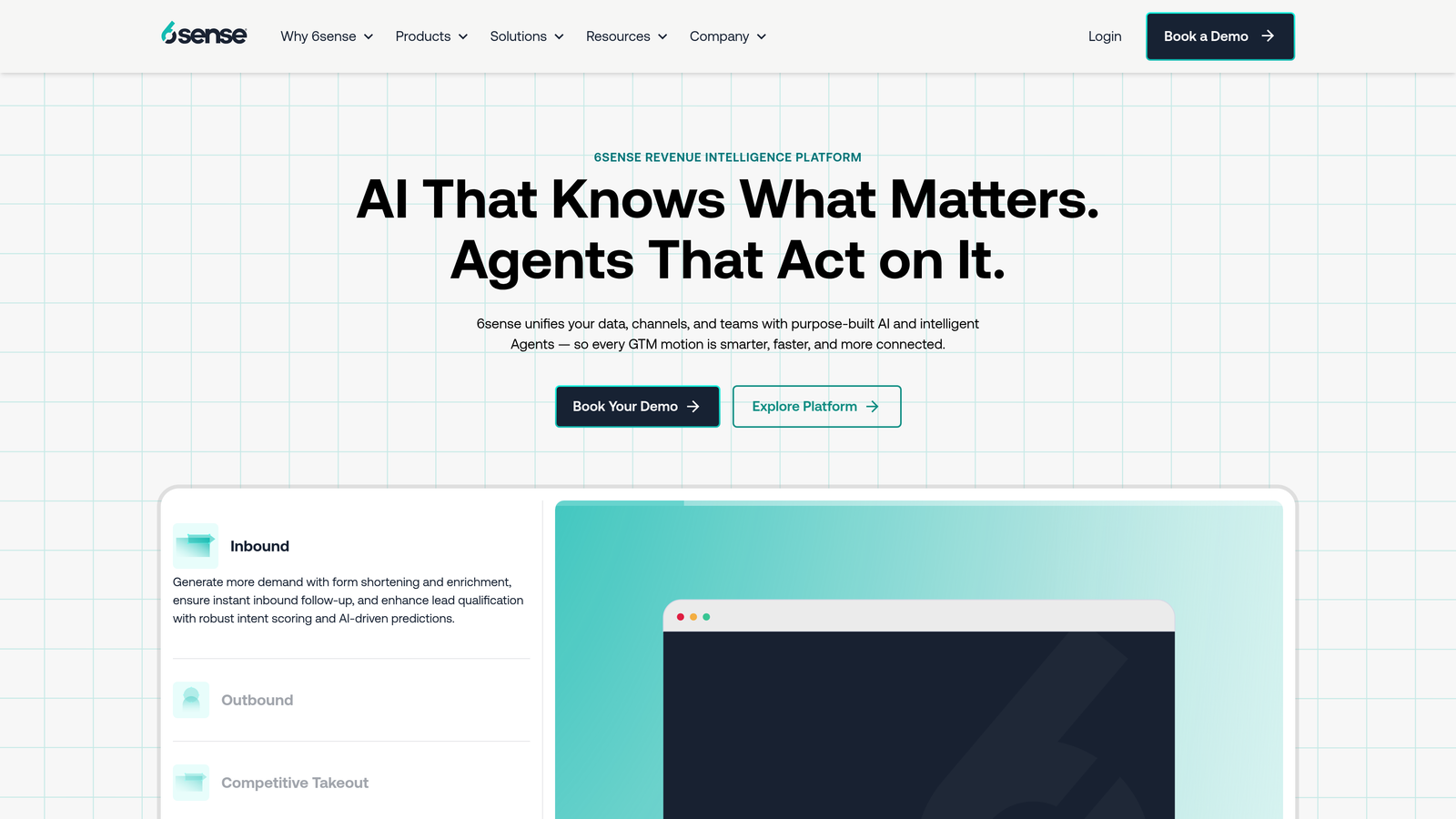 Screenshot of 6sense website