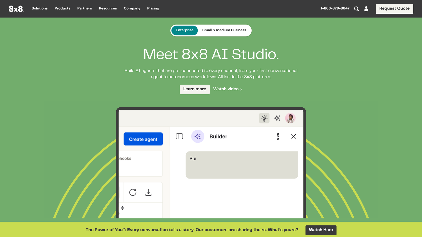 Screenshot of 8x8 website