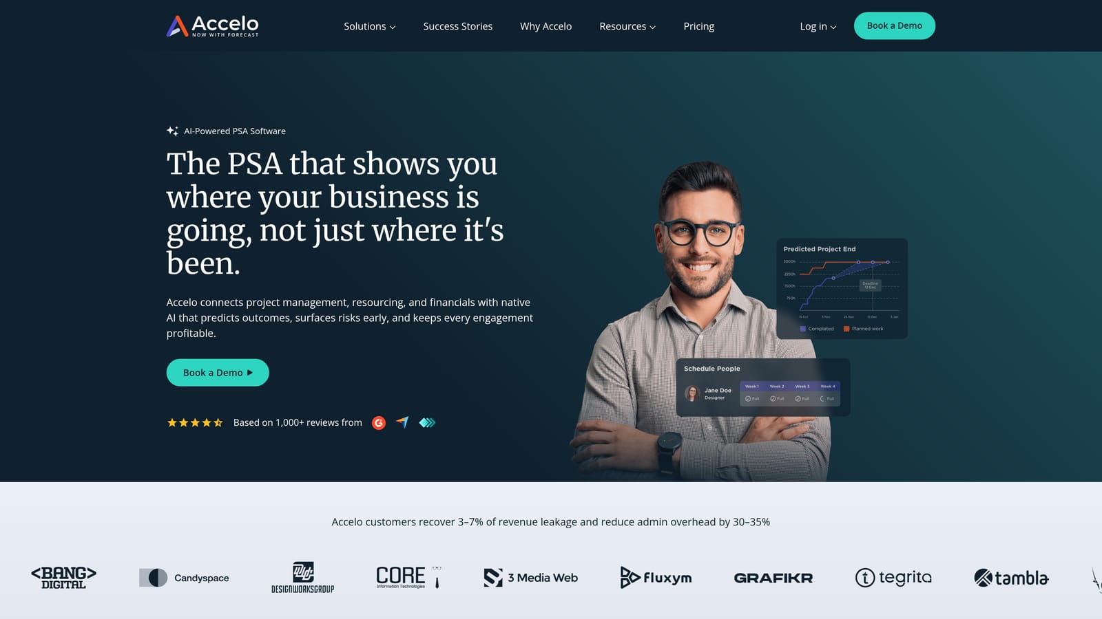 Screenshot of Accelo website