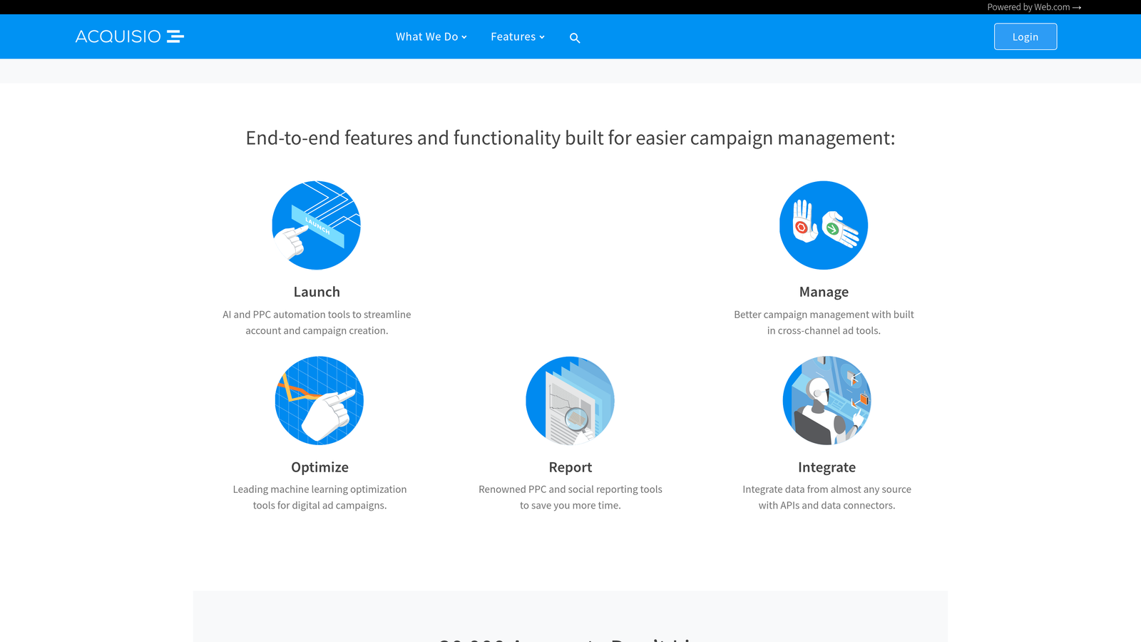 Screenshot of Acquisio website homepage