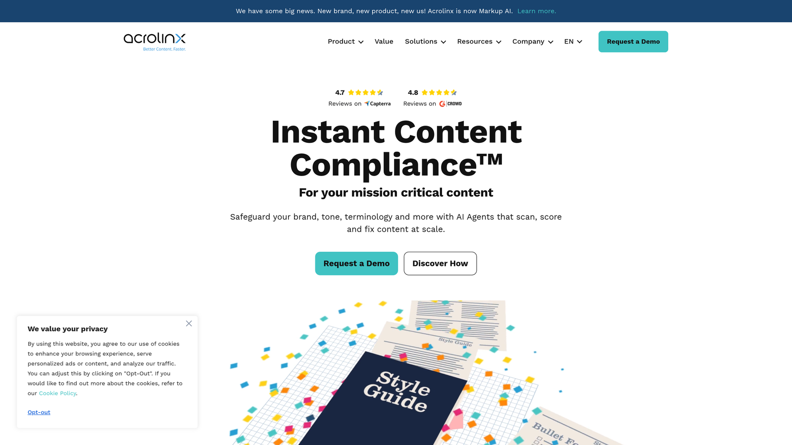 Screenshot of Acrolinx website