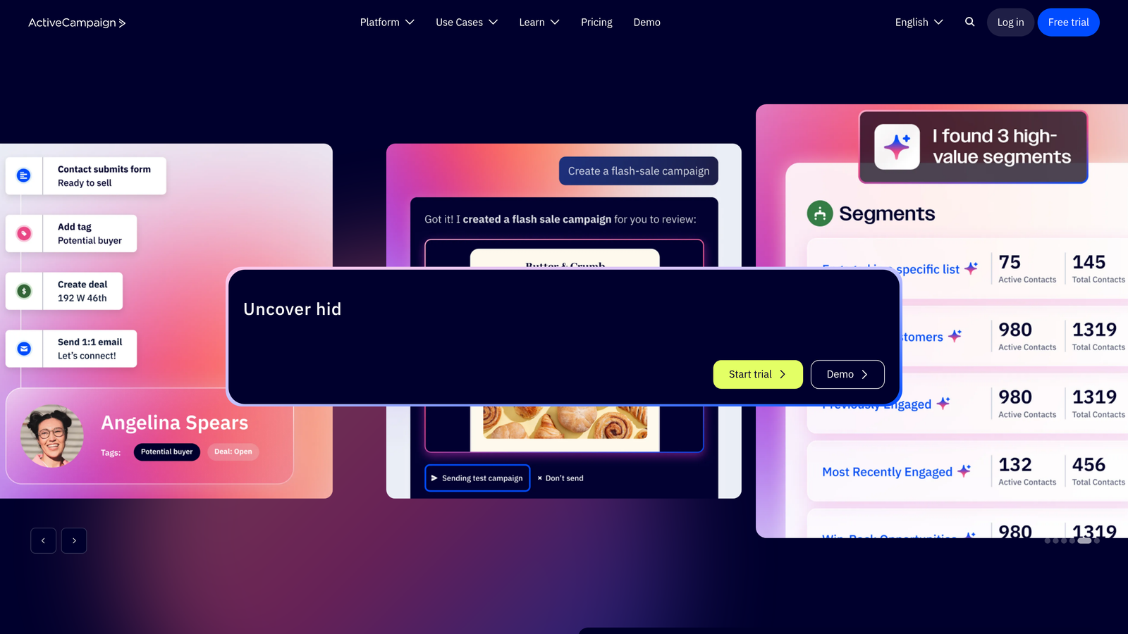 Screenshot of ActiveCampaign website