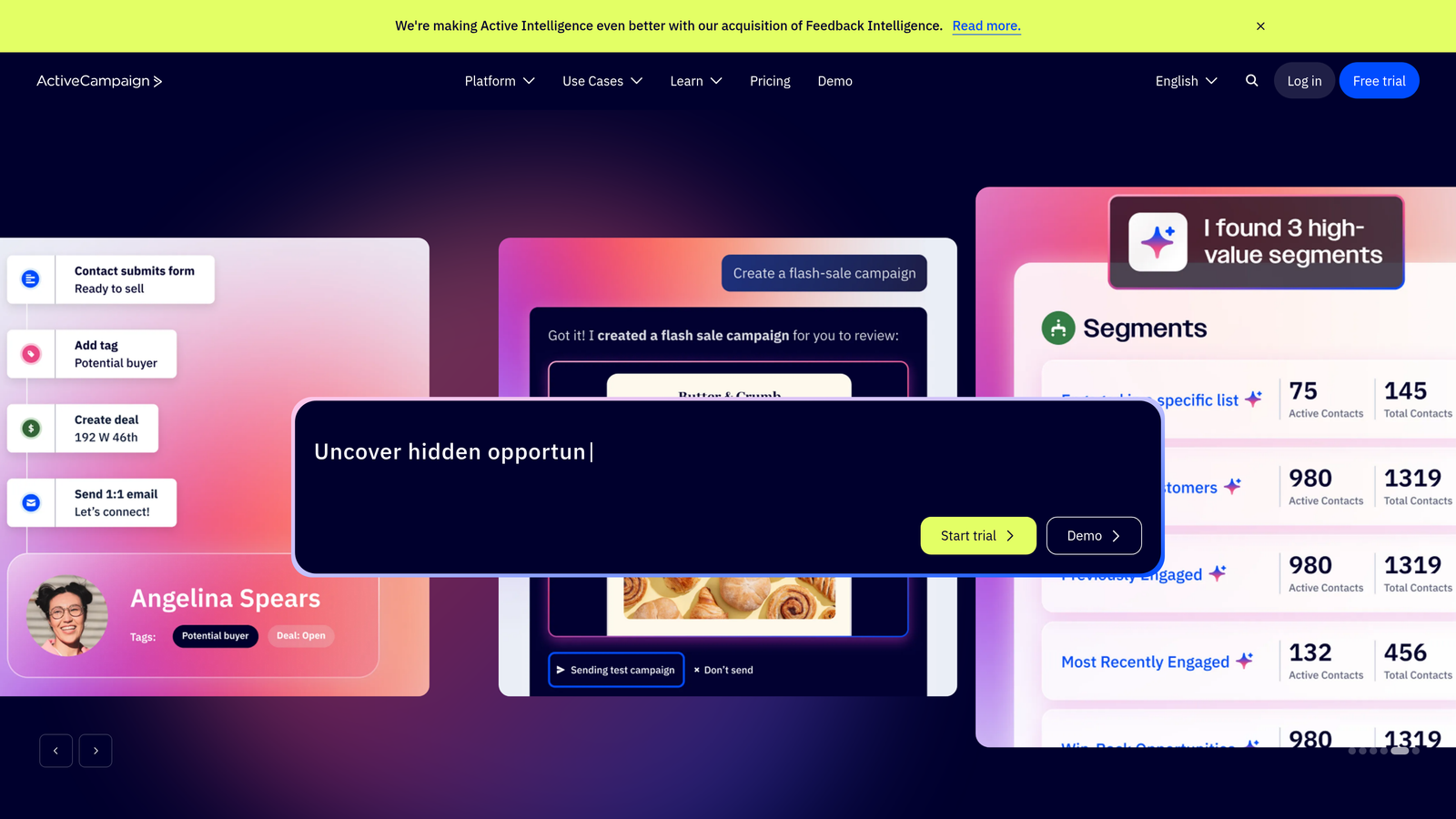 Screenshot of ActiveCampaign website