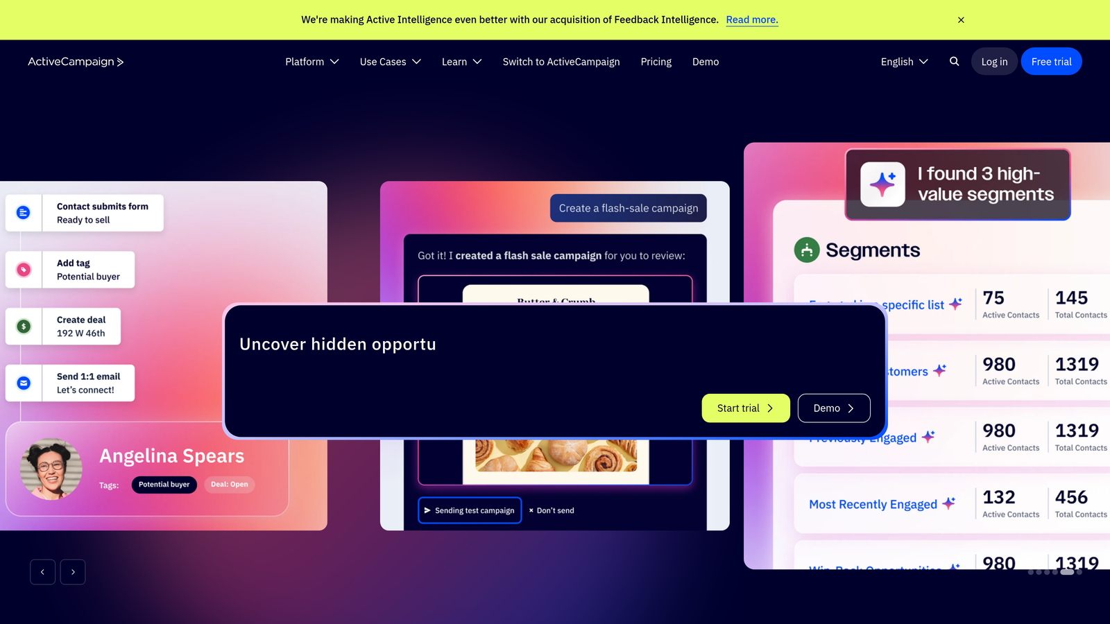 Screenshot of ActiveCampaign website
