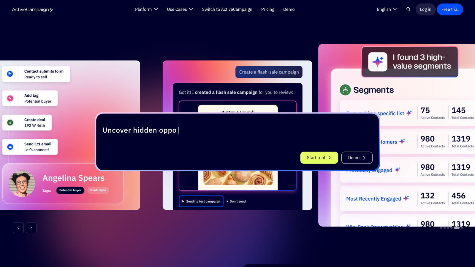 Screenshot of ActiveCampaign website