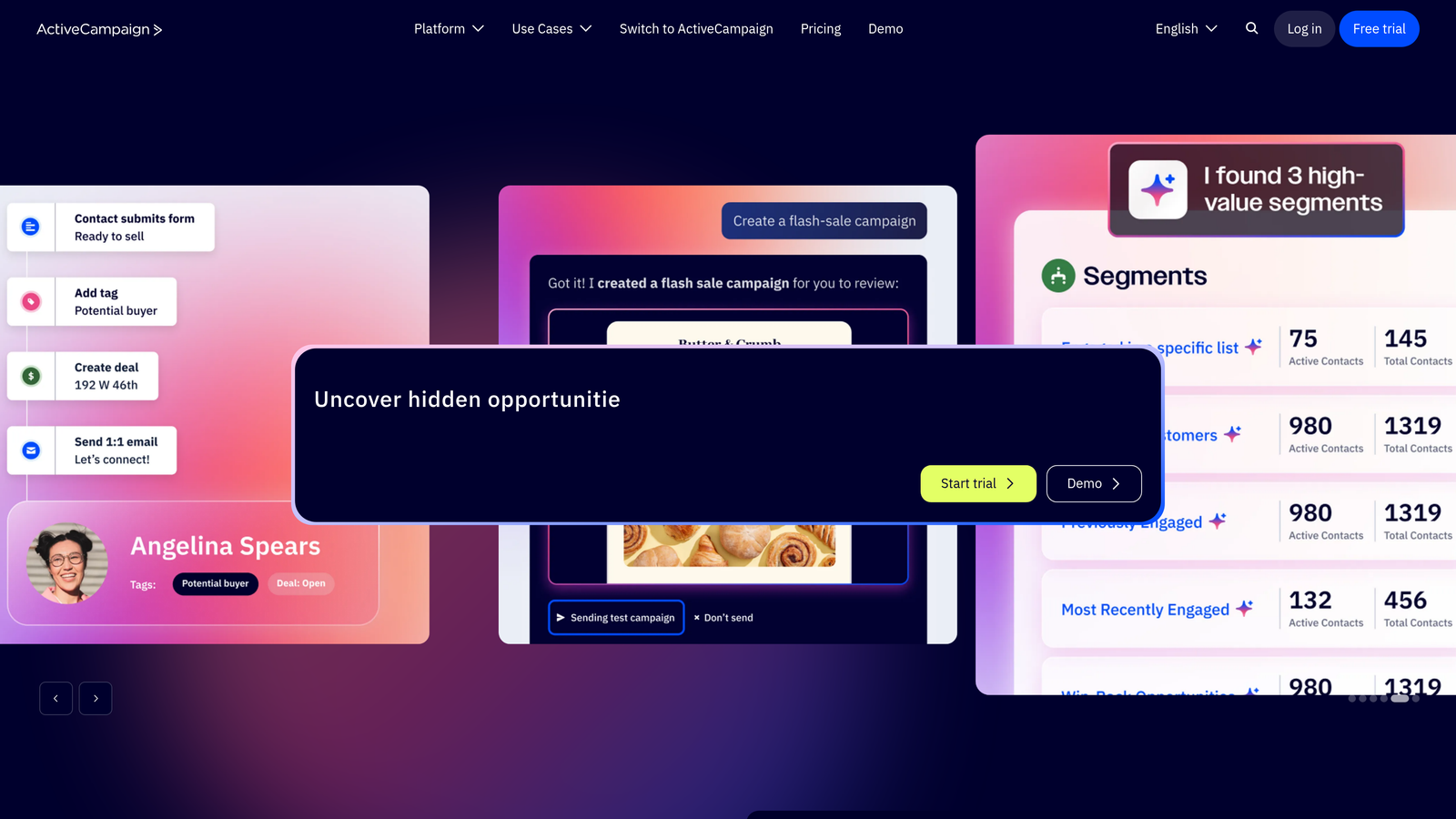 Screenshot of ActiveCampaign website