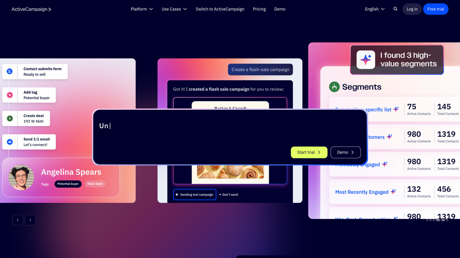 Screenshot of ActiveCampaign website