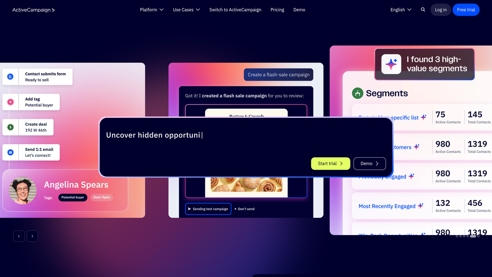 Screenshot of ActiveCampaign website