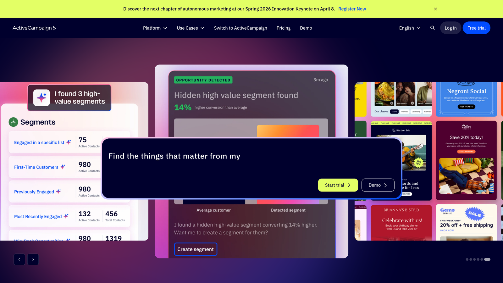 Screenshot of ActiveCampaign website