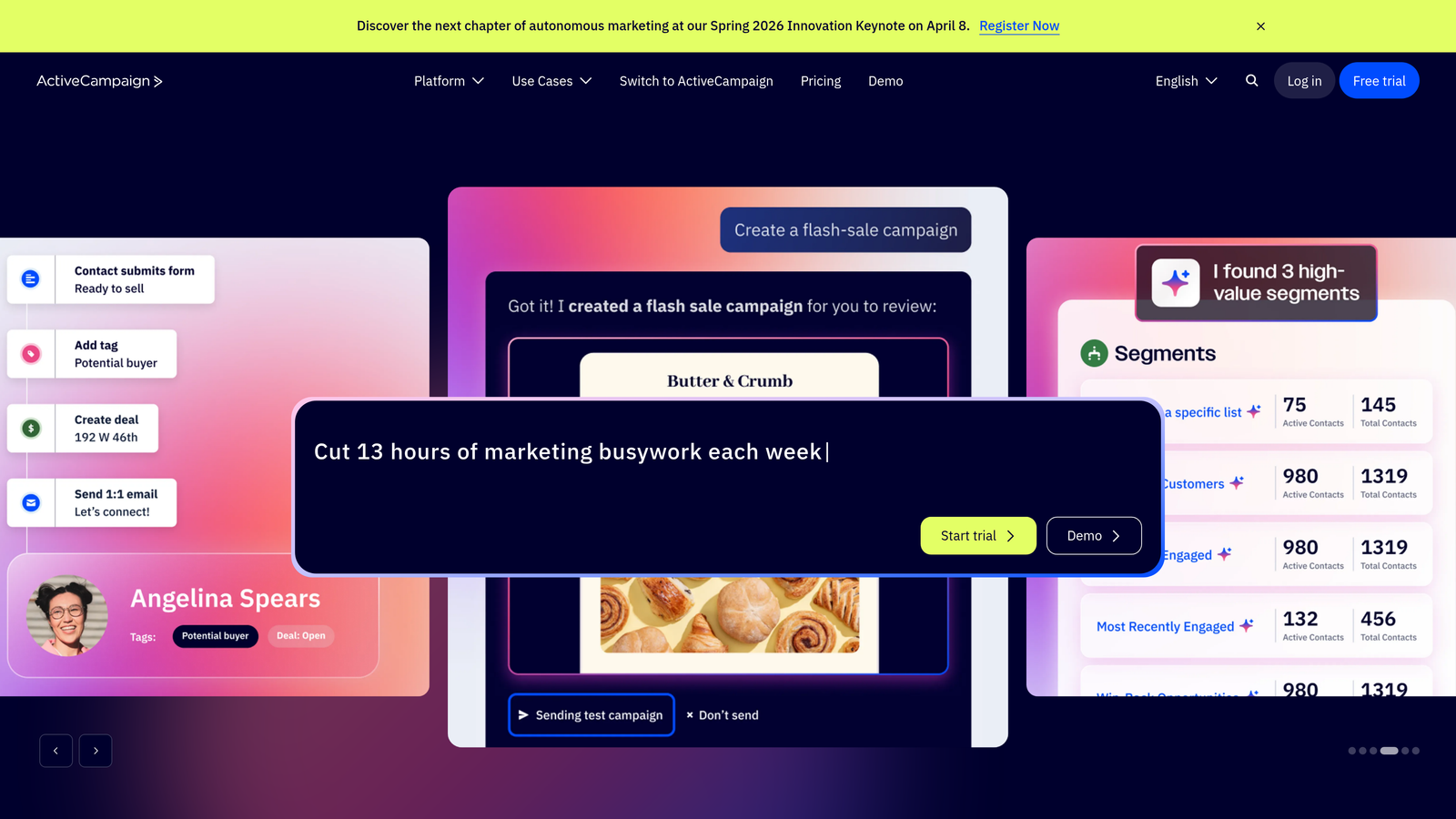 Screenshot of ActiveCampaign website