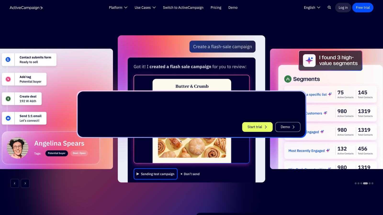 Screenshot of ActiveCampaign website