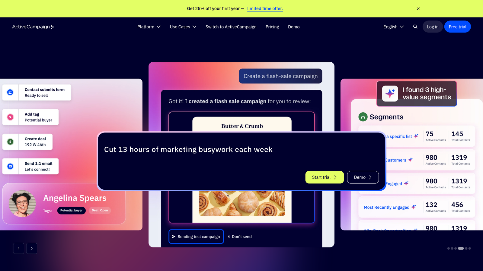 Screenshot of ActiveCampaign website