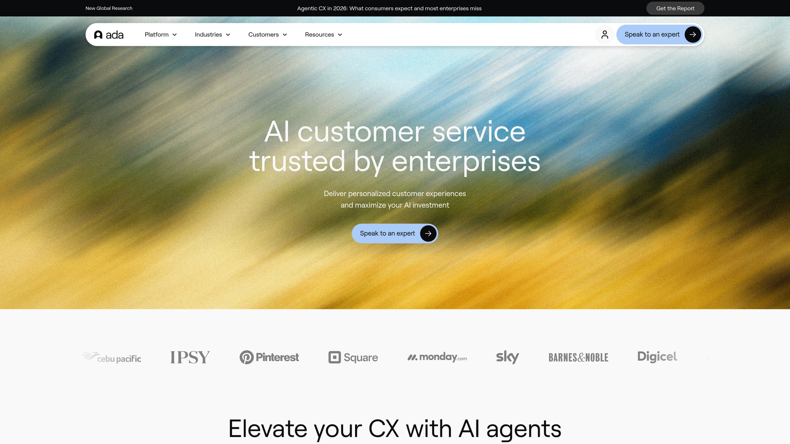 Screenshot of Ada website