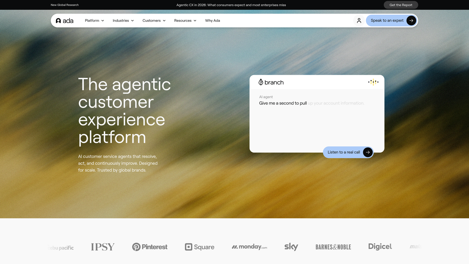 Screenshot of Ada website