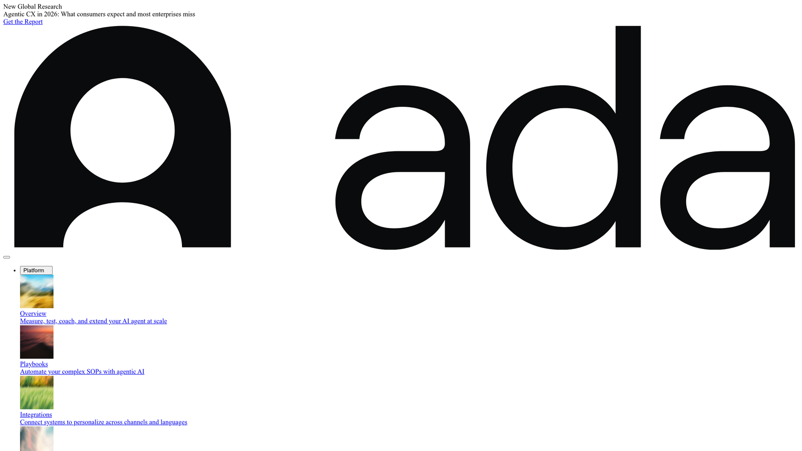 Screenshot of Ada website