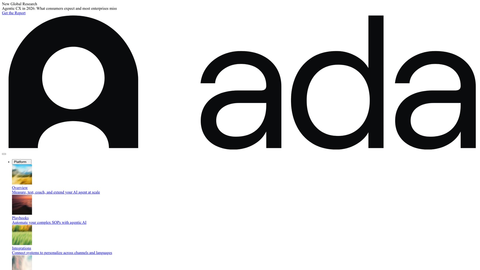Screenshot of Ada website