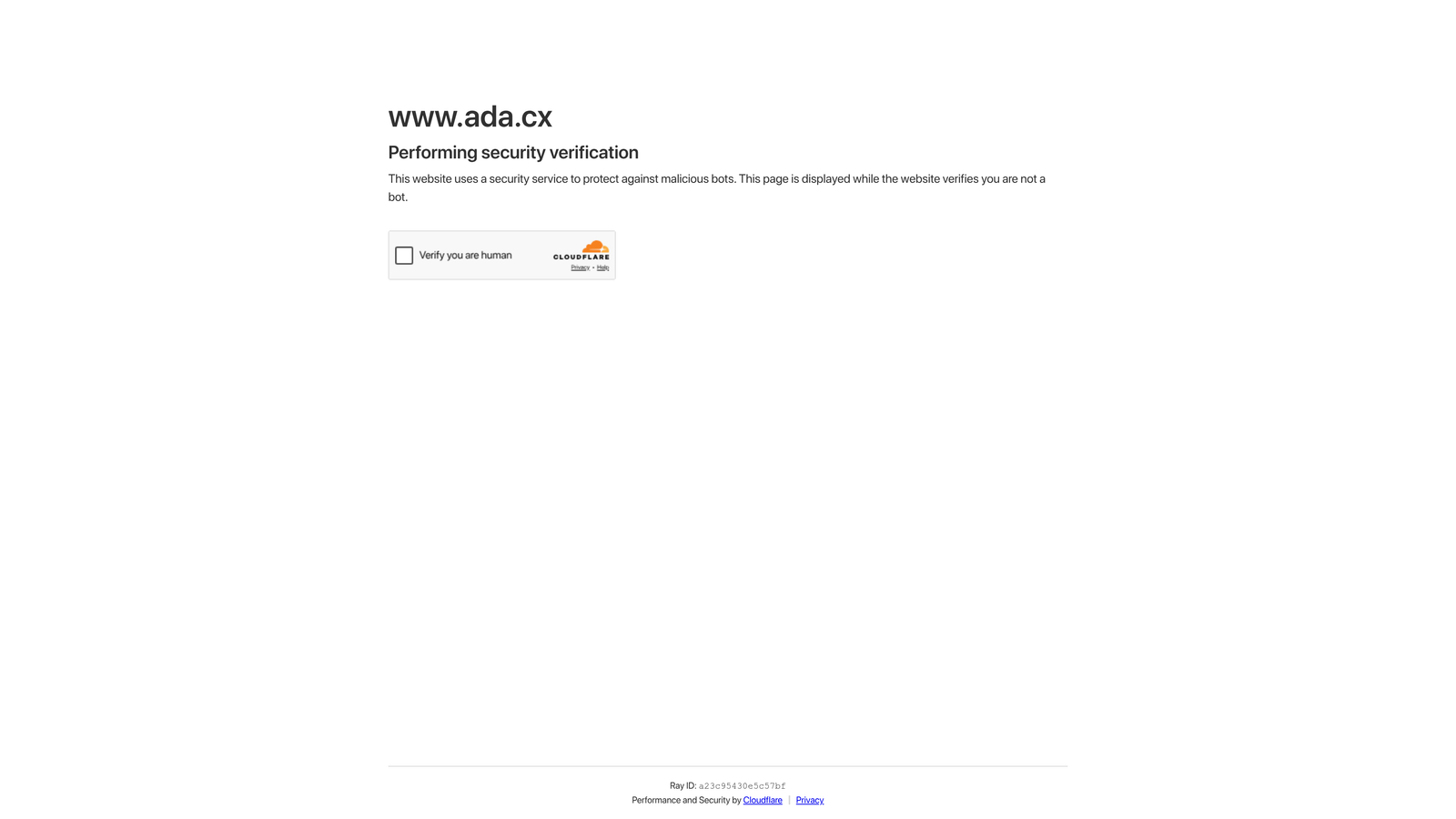 Screenshot of Ada website