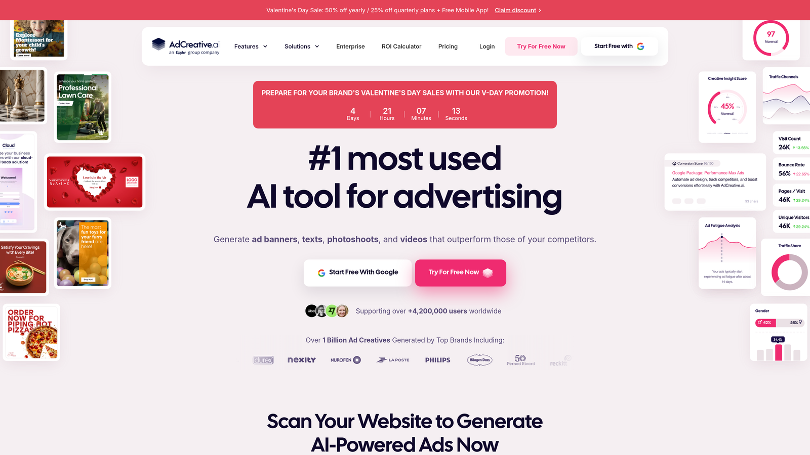 Screenshot of AdCreative.ai website