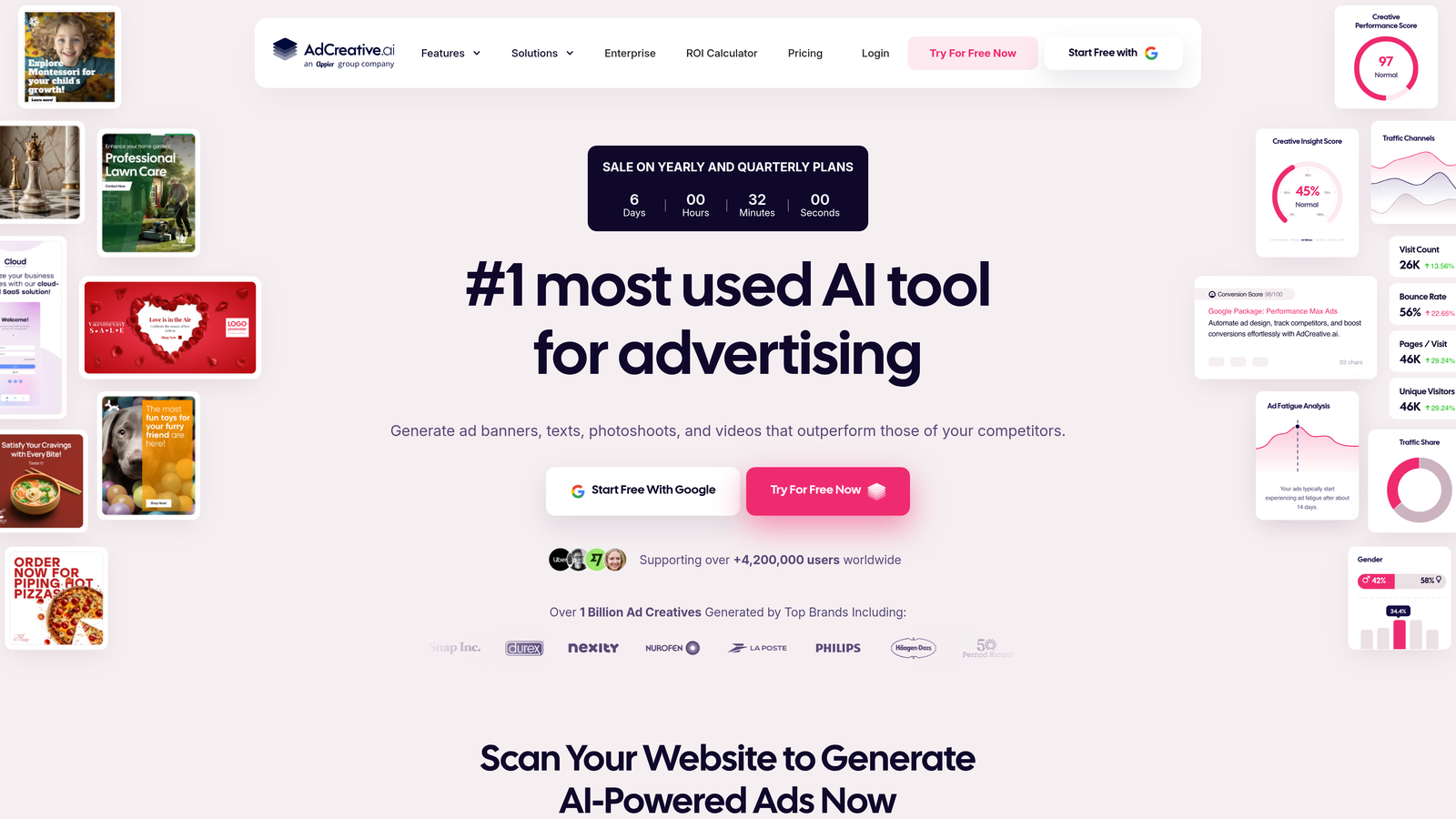 Screenshot of AdCreative.ai website