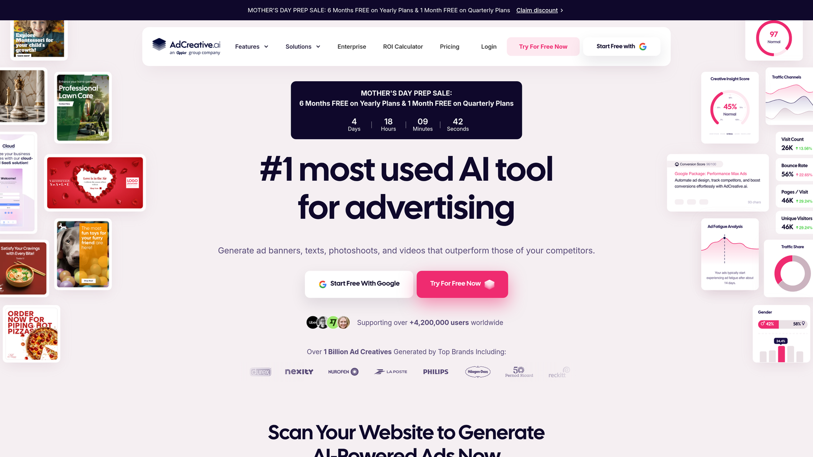 Screenshot of AdCreative.ai website