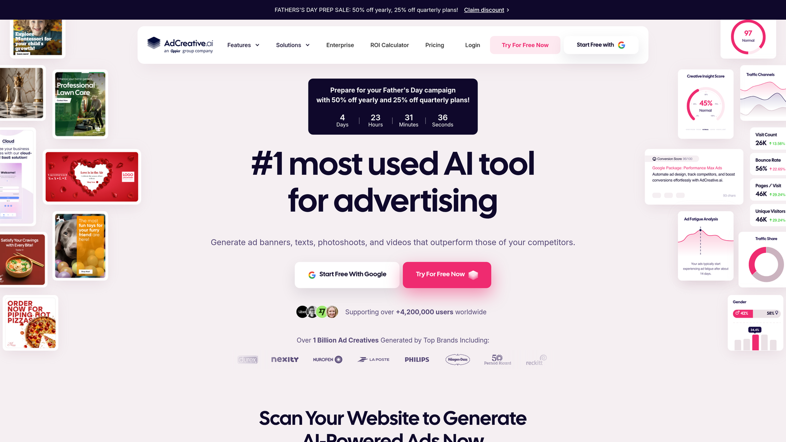 Screenshot of AdCreative.ai website