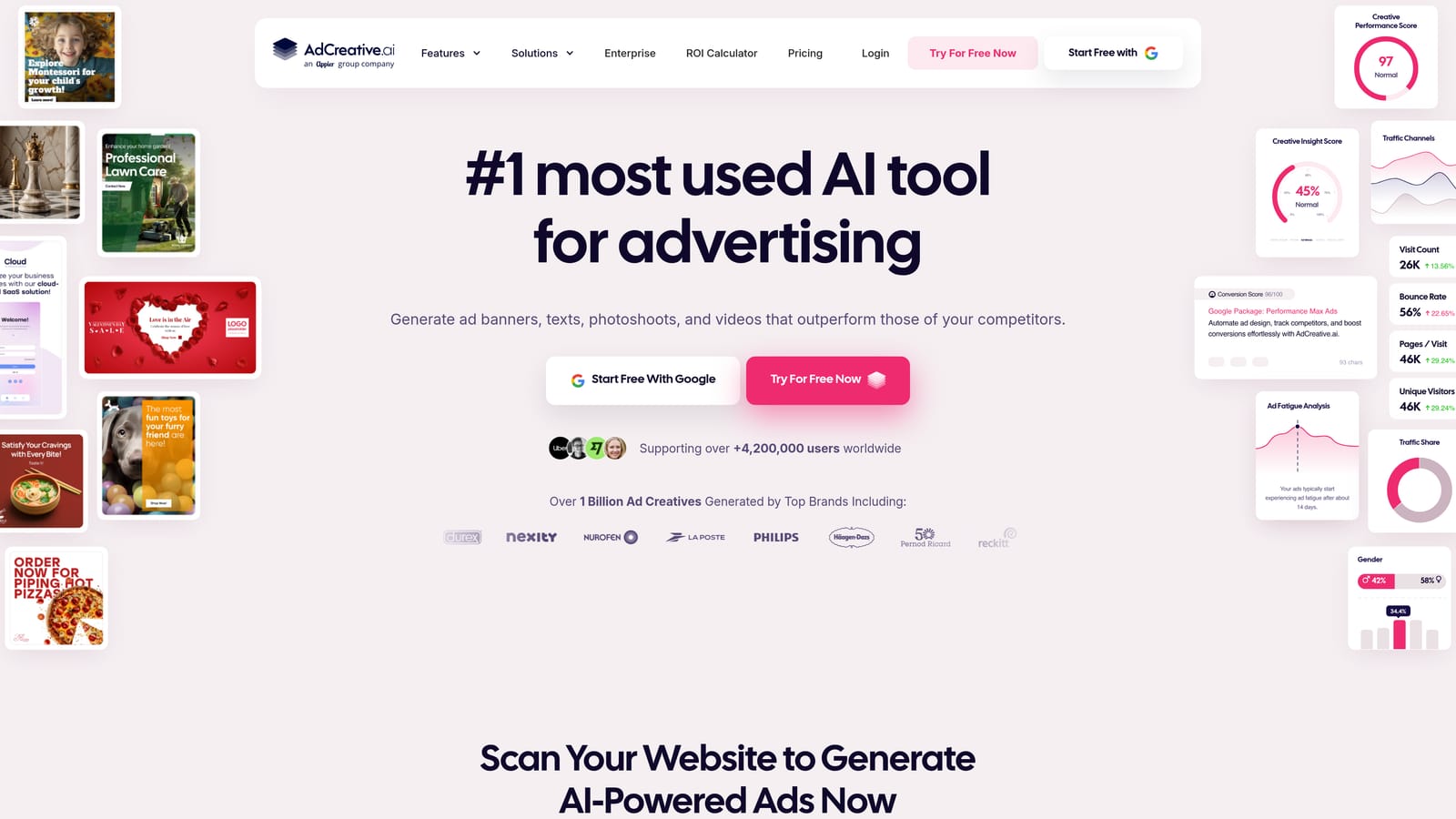 Screenshot of AdCreative.ai website
