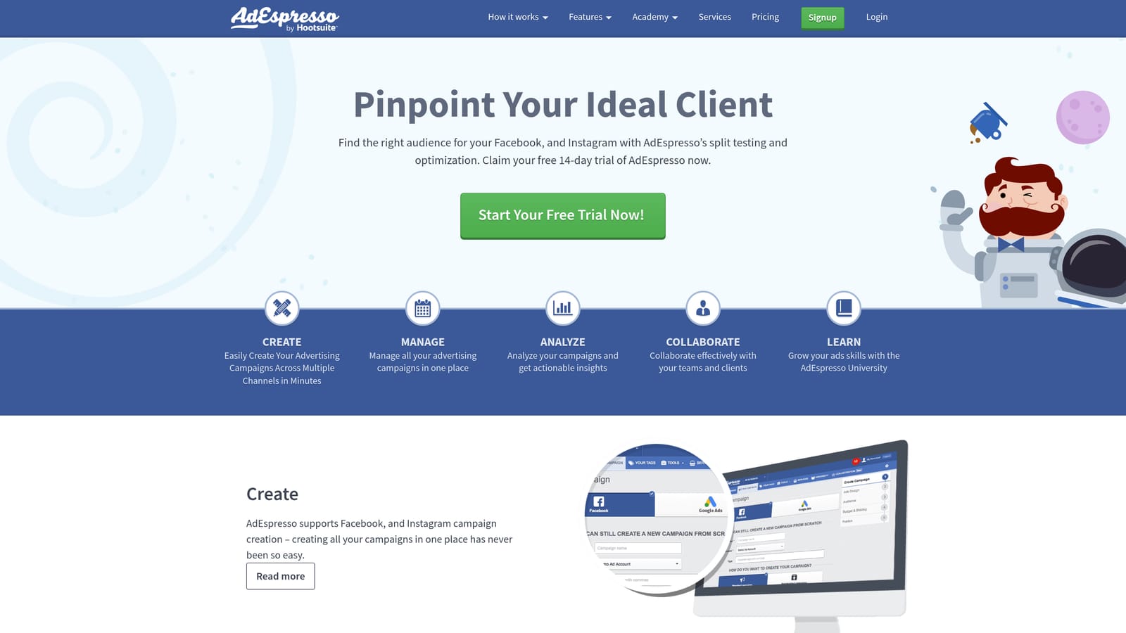 Screenshot of AdEspresso by Hootsuite website