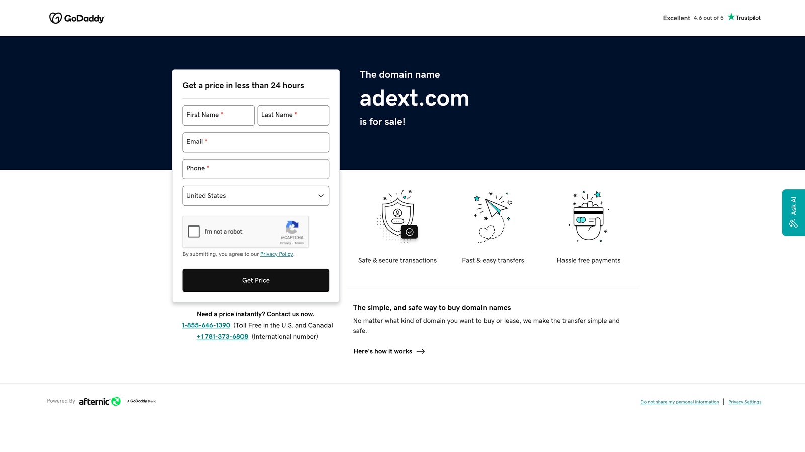 Screenshot of Adext AI website