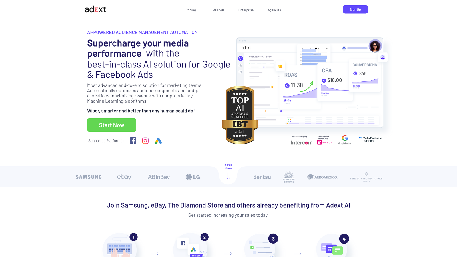 Screenshot of Adext AI website