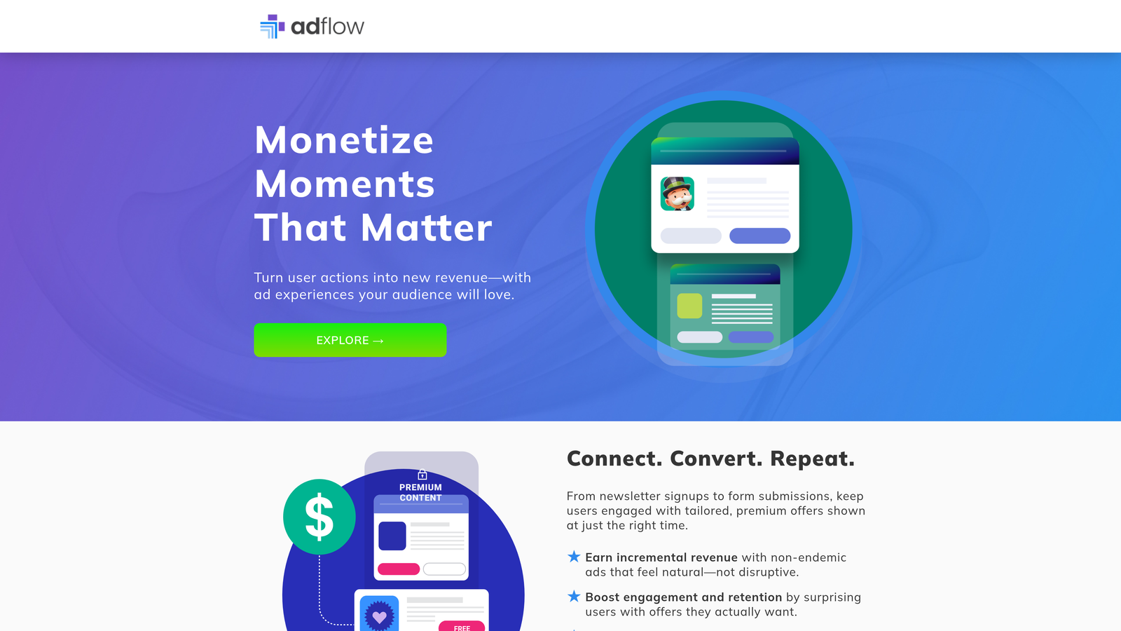 Screenshot of Adflow website