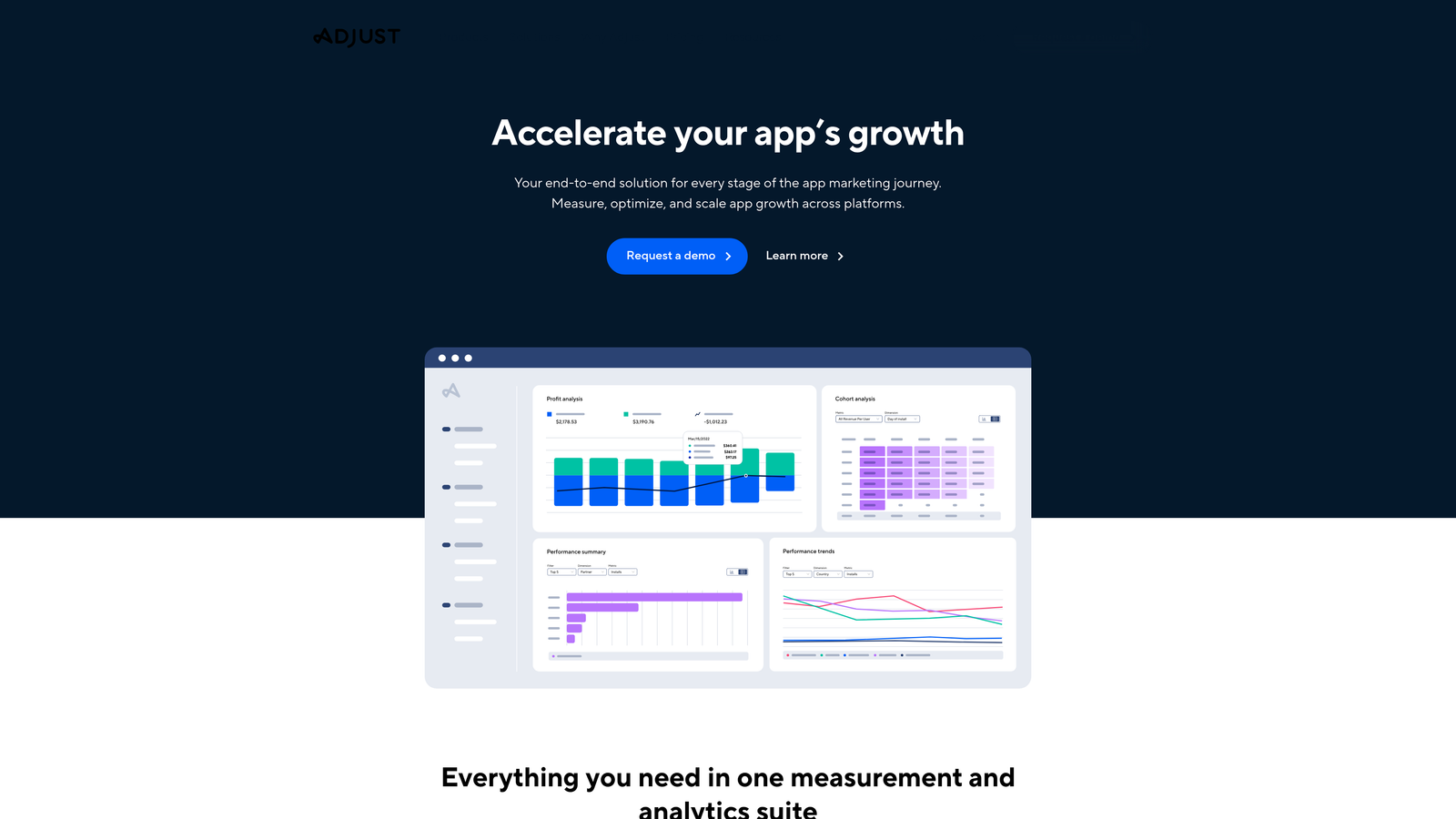 Screenshot of Adjust website