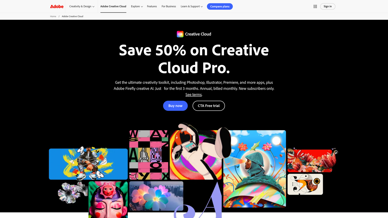 Screenshot of Adobe Creative Cloud website