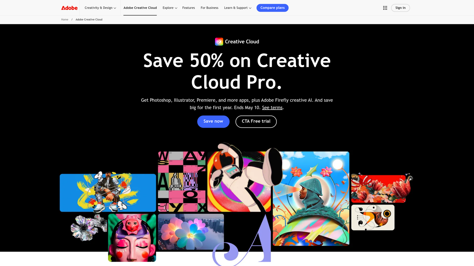 Screenshot of Adobe Creative Suite website