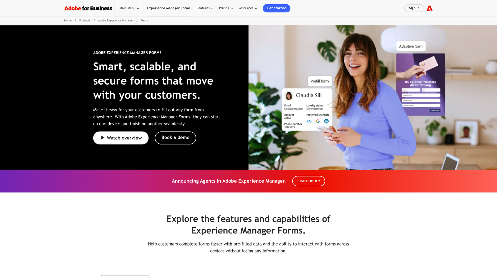 Screenshot of Adobe Experience Manager Forms website