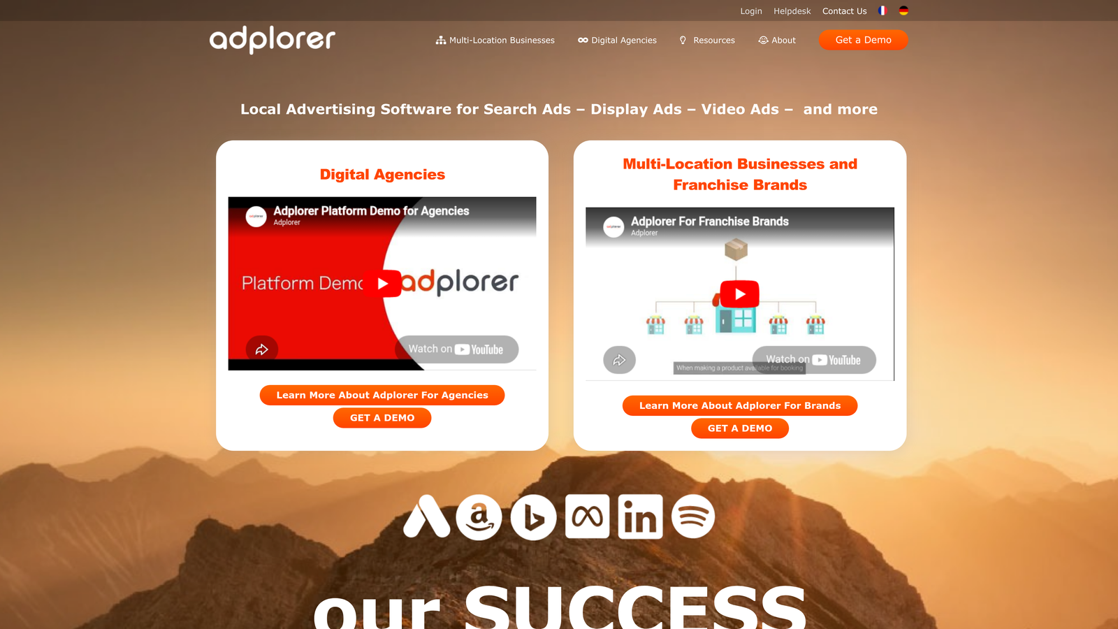 Screenshot of Adplorer website