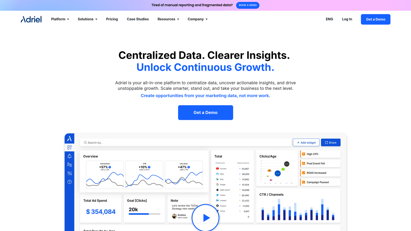 Screenshot of Adriel website