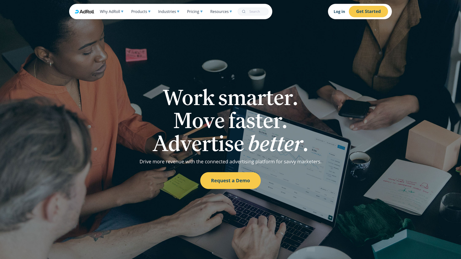 Screenshot of AdRoll website homepage