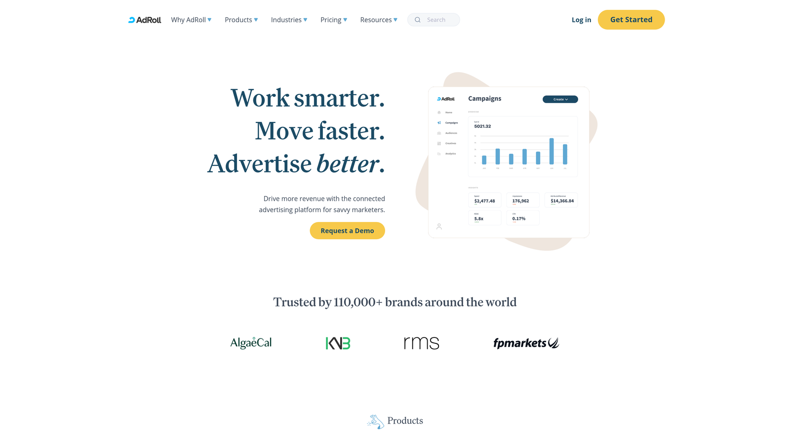 Screenshot of AdRoll website homepage