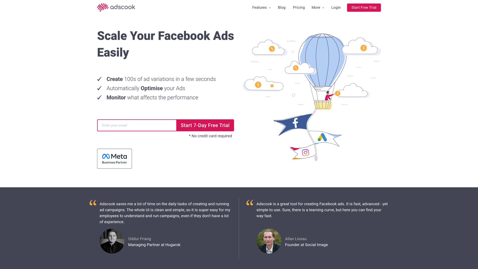 Screenshot of Adscook website