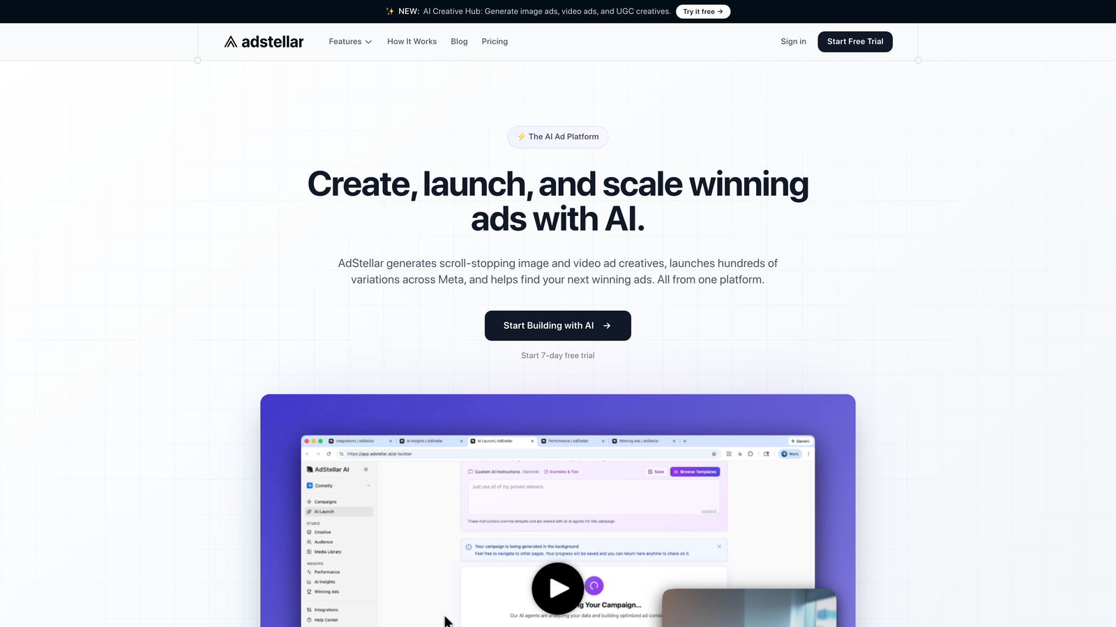 Screenshot of AdStellar website
