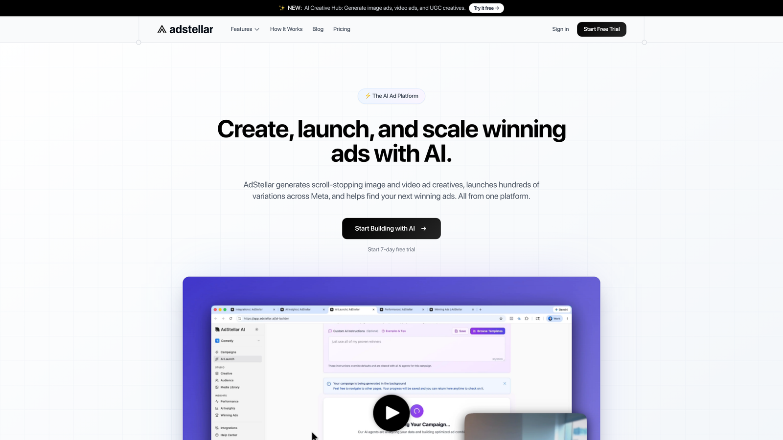 Screenshot of AdStellar website
