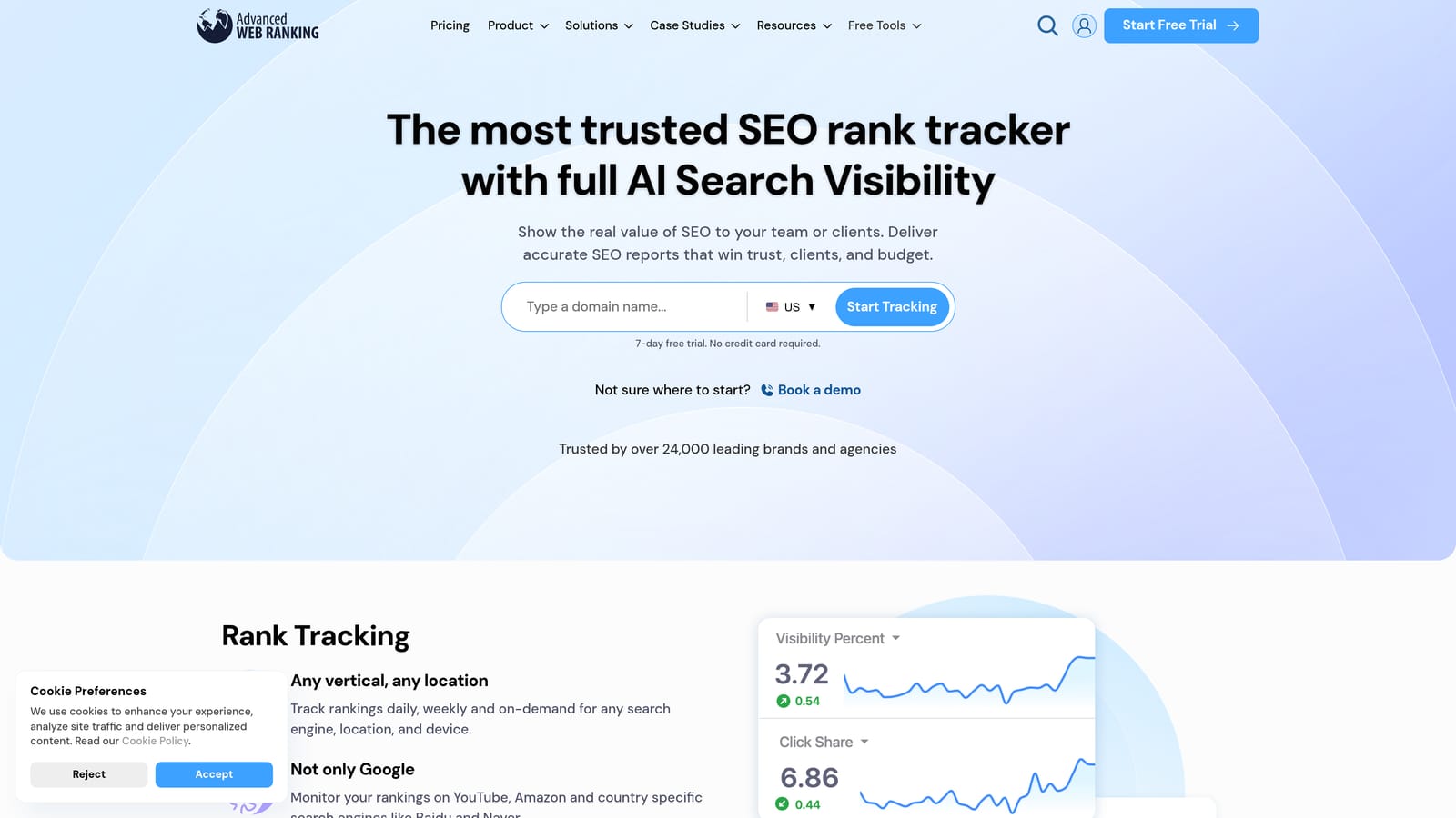 Screenshot of Advanced Web Ranking website