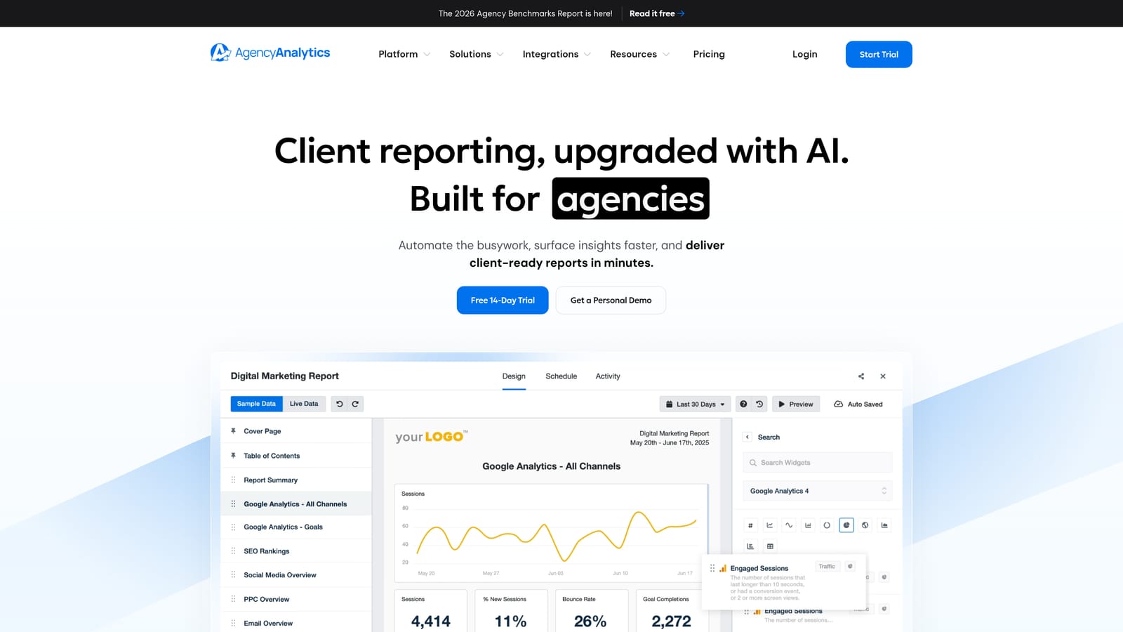 Screenshot of Agency Analytics website