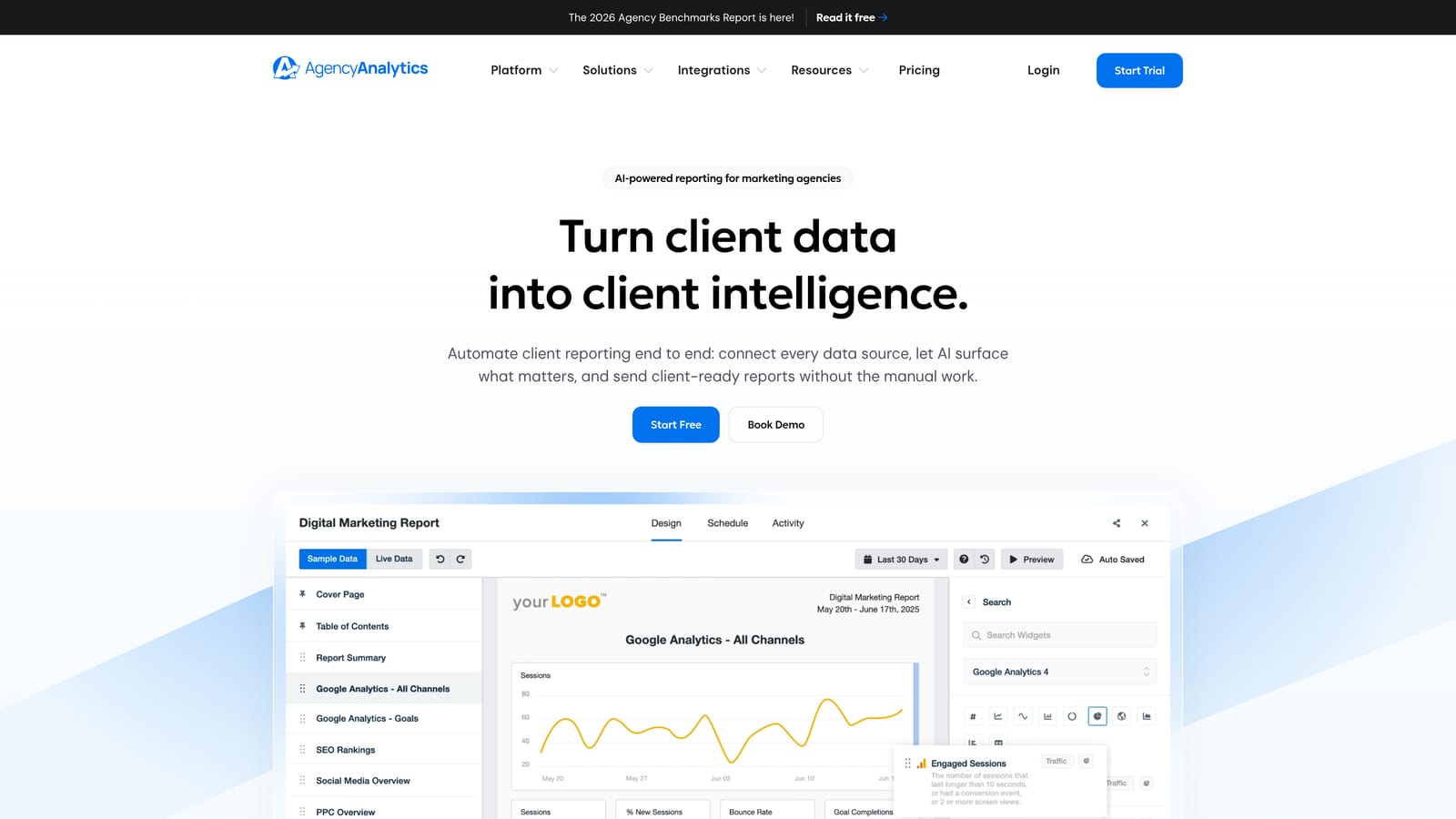 Screenshot of Agency Analytics website