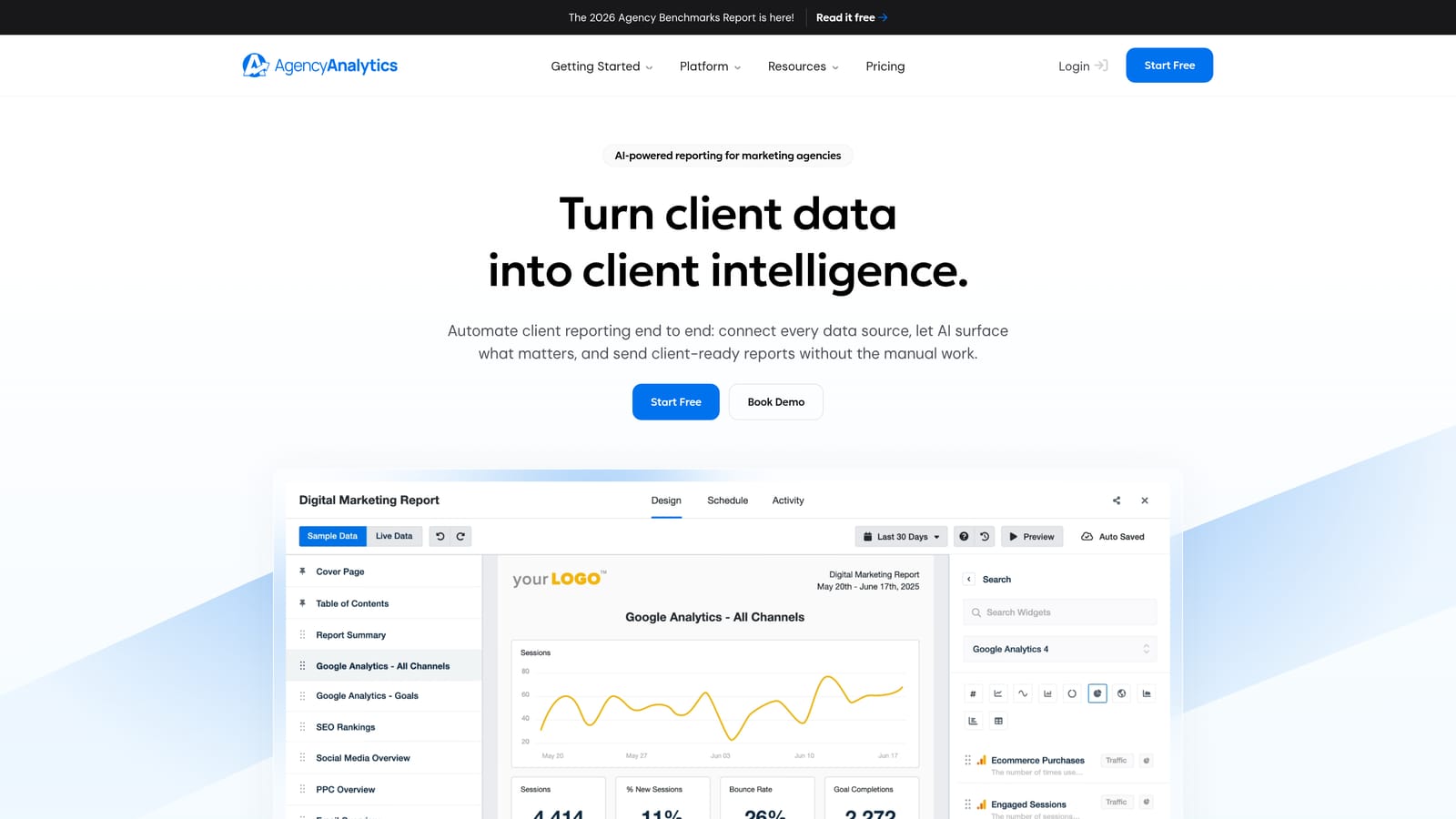 Screenshot of AgencyAnalytics website